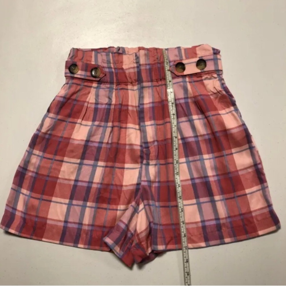 NWT a.n.a. a new approach Girls Pinwheel Plaid High Waisted Pink Shorts size 14T